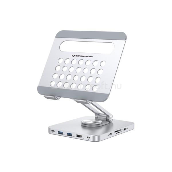 CONCEPTRONIC DONN26G tablet dokkoló/tartó (USB-C to HDMI/USB-C PD/USB 3.0/SD/TF)