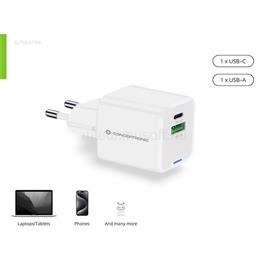 CONCEPTRONIC telefon töltő adapter - ALTHEA15W (USB-C+USB-A, 20W, fehér) ALTHEA15W small
