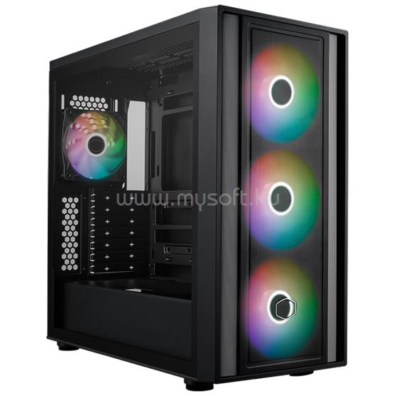 COOLER MASTER CD600 fekete (táp nélküli) ablakos ATX ház + ST4 fans + MWE Gold V2 750W 80+ Gold tápegység