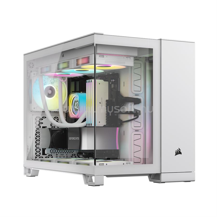 CORSAIR iCUE LINK 2500X RGB Dual Chamber fehér (táp nélküli) ablakos mATX ház