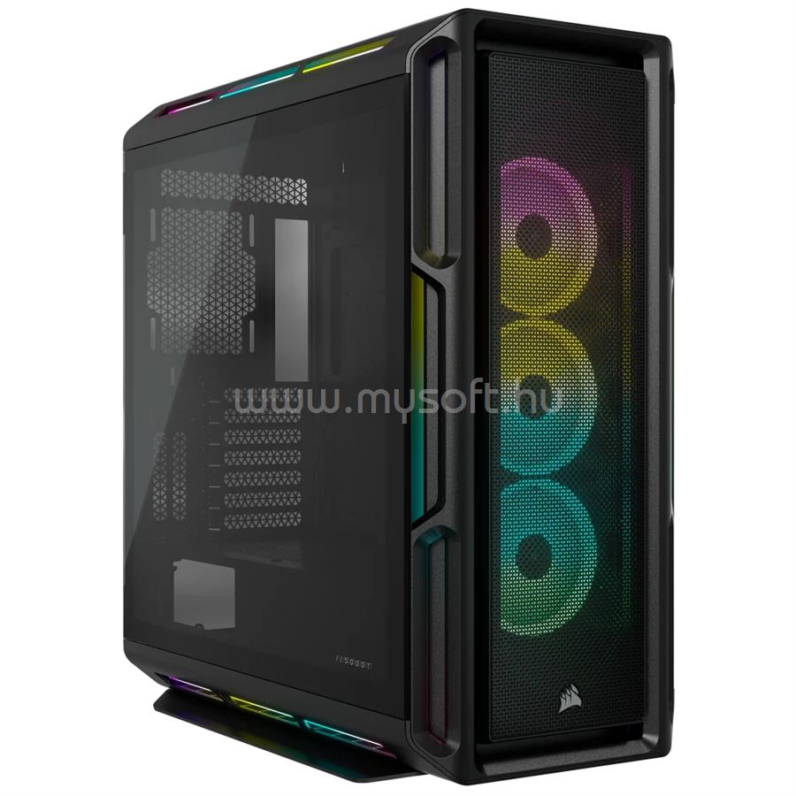 CORSAIR iCUE 5000T RGB Mid-Tower Fekete (Táp nélküli) ablakos ATX ház