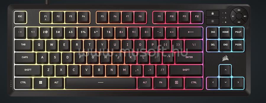 CORSAIR K55 CORE TKL RGB membrános gamer vezetékes billentyűzet amerikai angol lokalizáció (fekete)