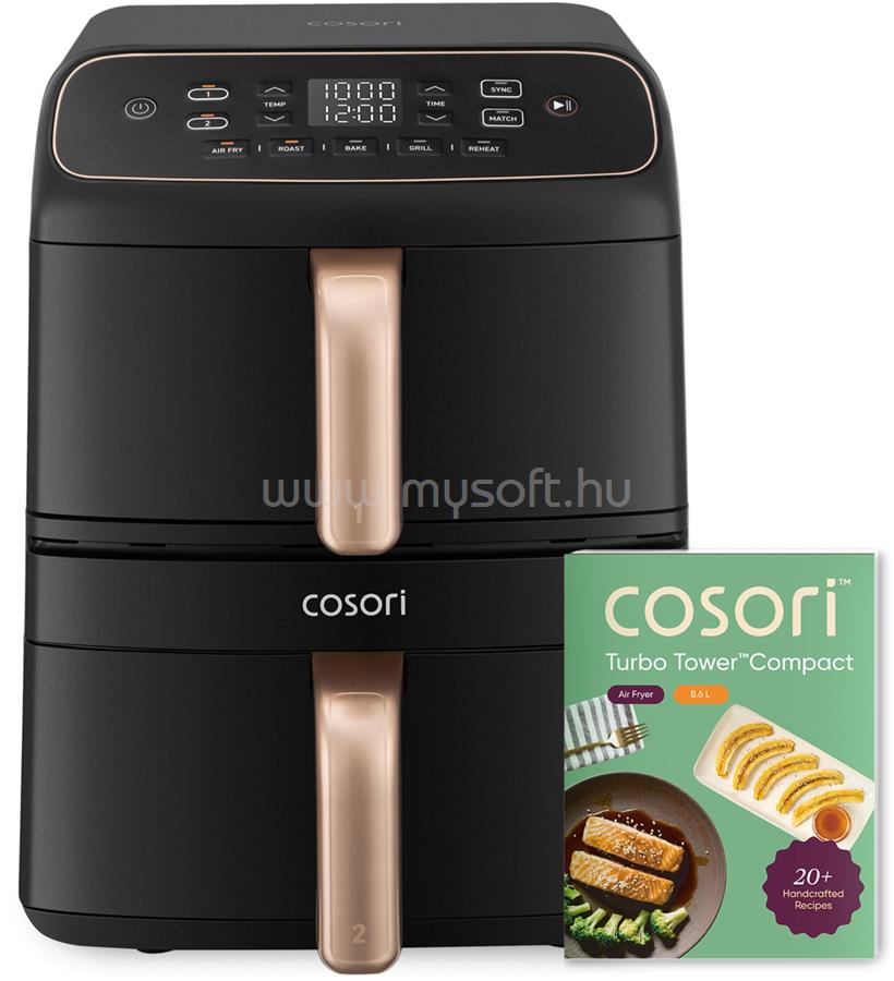 COSORI Turbo Tower Compact 8,6 l, kerámia forrólevegős sütő (fekete)