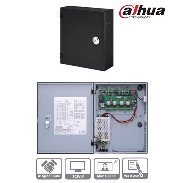 DAHUA beléptető rendszer központ - ASC1202C-D (4 olvasó bemenet (2 ajtó 2 irány), I/O, 1x RJ45, fém doboz,tápegységgel)