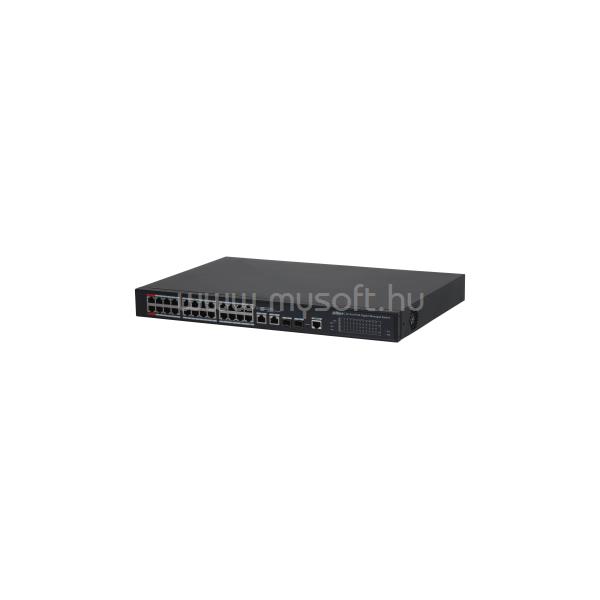 DAHUA Menedzselhető PoE switch - PFS4226-24GT2GF-240 (24x gigabit PoE/PoE+ (240W) + 2x SFP uplink, 250m PoE)