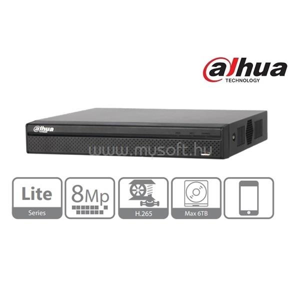 DAHUA NVR Rögzítő - NVR2108HS-4KS2 (8 csatorna, H265, 80Mbps rögzítési sávszélesség, HDMI+VGA, 2xUSB, 1x Sata)