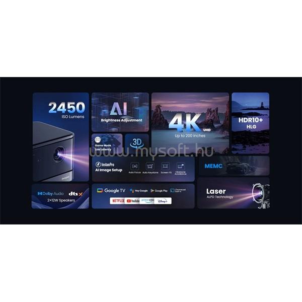 DANGBEI Mars 2 Lite (DBOX02 Pro) 4K UHD 2000L fekete lézer projektor