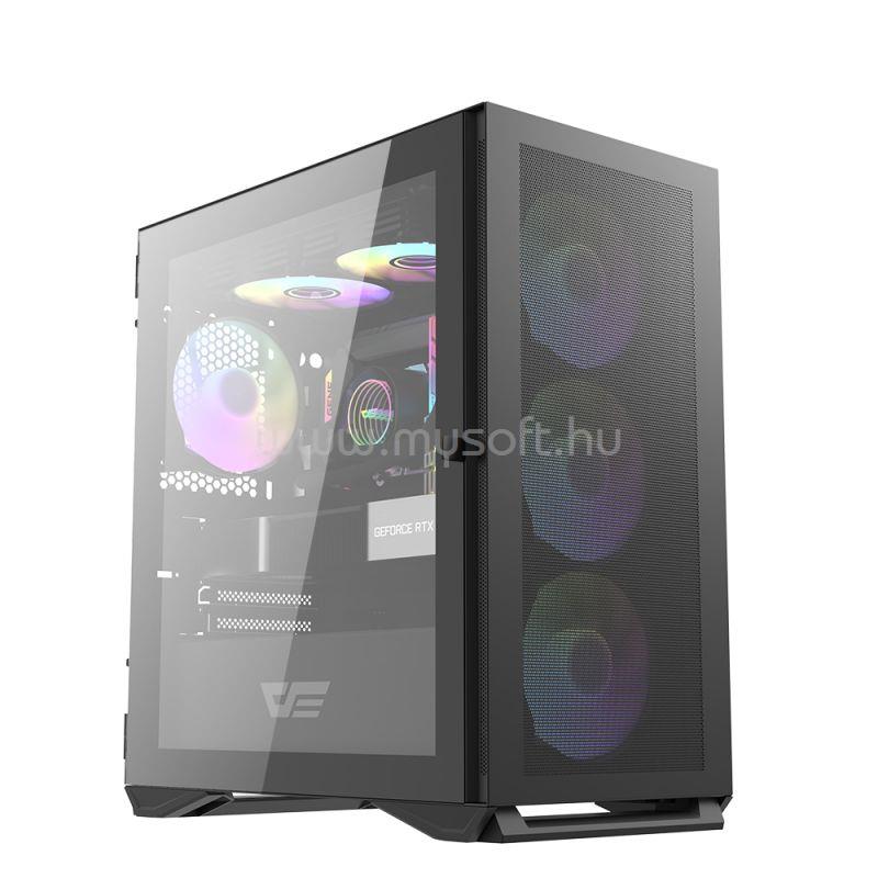 DARKFLASH DLM200 TG Fekete (Táp nélküli) ablakos mATX ház