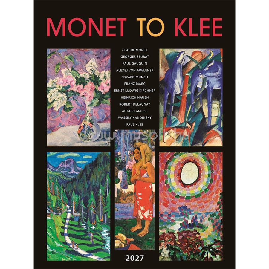 DAYLINER Falinaptár képes 420 × 560 mm, fehér lapokkal Monet to Klee 2027.