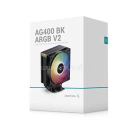 DEEPCOOL CPU Cooler - AG400 BK ARGB V2 (31,6 dB; max, 128,93 m3/h; 4pin csatlakozó, 4 db heatpipe, 12cm, PWM) DEEPCOOL_AG400_BK_ARGB_V2 small