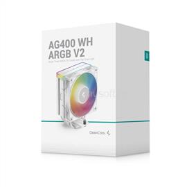 DEEPCOOL CPU Cooler - AG400 WH ARGB V2 (31,6 dB; max, 128,93 m3/h; 4pin csatlakozó, 4 db heatpipe, 12cm, PWM, fehér) DEEPCOOL_AG400_WH_ARGB_V2 small