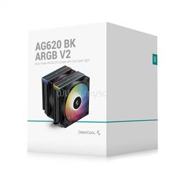DEEPCOOL CPU Cooler - AG620 BK ARGB V2 (29,4 dB; max, 115,32 m3/h; 4pin csatlakozó, 6 db heatpipe, 12cm, PWM, LED) DEEPCOOL_AG620_BK_ARGB_V2 small