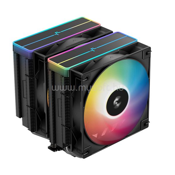 DEEPCOOL CPU Cooler - AG620 BK ARGB V2 (29,4 dB; max, 115,32 m3/h; 4pin csatlakozó, 6 db heatpipe, 12cm, PWM, LED)