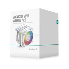 DEEPCOOL CPU Cooler - AG620 WH ARGB V2 (29,4 dB; max, 115,32 m3/h; 4pin csatlakozó, 6 db heatpipe, 12cm, PWM, fehér) DEEPCOOL_AG620_WH_ARGB_V2 small