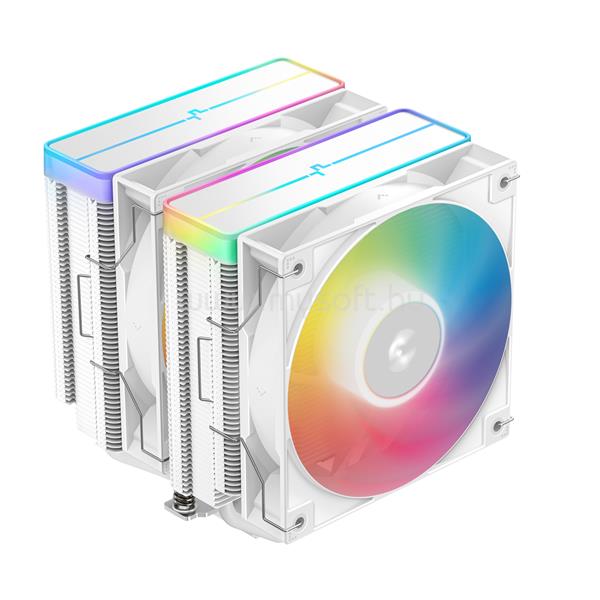 DEEPCOOL CPU Cooler - AG620 WH ARGB V2 (29,4 dB; max, 115,32 m3/h; 4pin csatlakozó, 6 db heatpipe, 12cm, PWM, fehér)