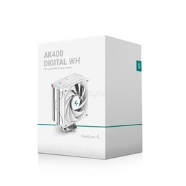 DEEPCOOL AK400 Digital WH CPU hűtő (28 dB; max, 117,21 m3/h; 4pin csatlakozó, 4 db heatpipe, 12cm, PWM, fehér) DEEPCOOL_AK400_DIGITAL_WH small