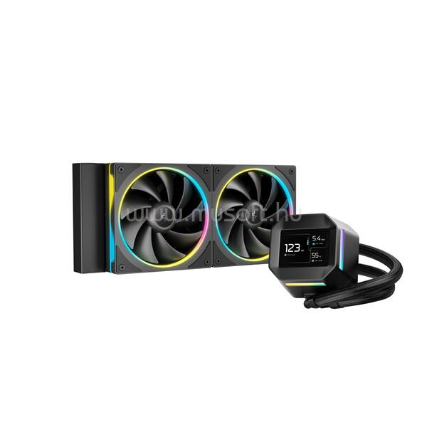 DEEPCOOL CPU Water Cooler - LM240 (max 36.07dB; max. 112,52 m3/h; 2x12cm, LED kijelző, fekete)