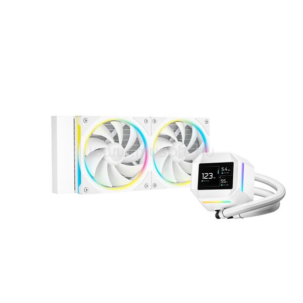 DEEPCOOL CPU Water Cooler - LM240 WH (max 36.07dB; max. 112,52 m3/h; 2x12cm, LED kijelző, fehér)