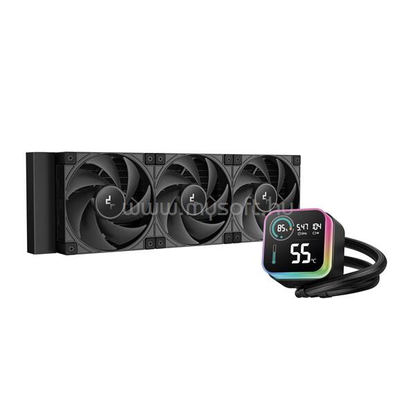 DEEPCOOL CPU Water Cooler - LQ360 ULTRA ARGB (max 35.63dB; max. 124,72 m3/h; 3x12cm, LED kijelző, fekete)
