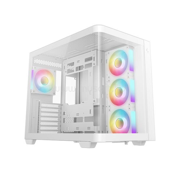 DEEPCOOL Számítógépház - CG530U 4F WH (fehér, ablakos, 4x12cm A-RGB, BTF, ATX, 2xUSB3.0, 1xUSB2.0)