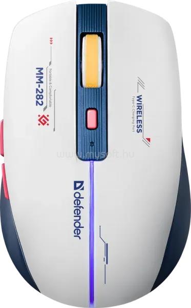 DEFENDER Vezeték nélküli gamer egér Dila MM-282 fehér+kék, LED, 6D, 2,4, 1800 dpi