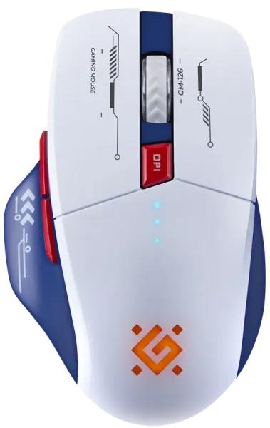 DEFENDER Vezeték nélküli gamer egér Tisa GM-126 fehér+kék, LED, 7D, 2,4+BT, 1600 dpi