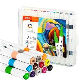 DELI Color Emotion 12 darabos kétvégű akril marker készlet DEC190-12 small