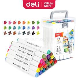 DELI Color Emotion 24 darabos kétvégű háromszögletű sketch marker készlet DEL70803-24 small