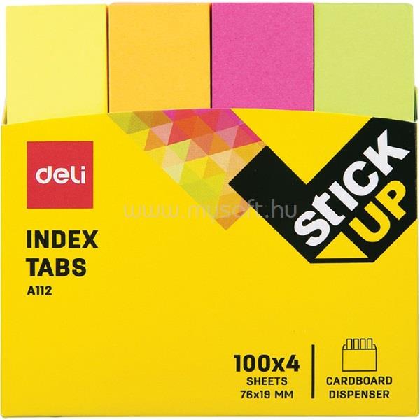 DELI Stick Up 76x19 mm 4x100 lap neon papír jelölőcímke