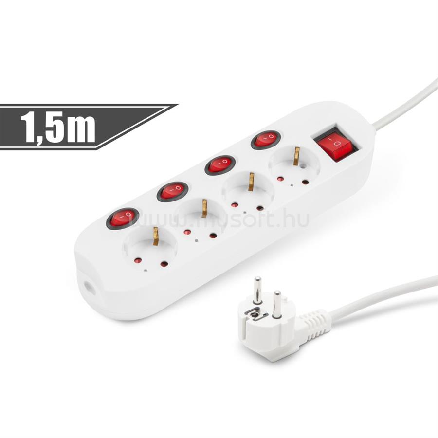 DELIGHT Hálózati Elosztó Kapcsolóval 4DIN 1,5m White