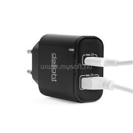 DELIGHT Telefon töltő  - 1db Type-C + 1db USB PD20W gyorstöltéssel (fekete) DELIGHT_55047BK small