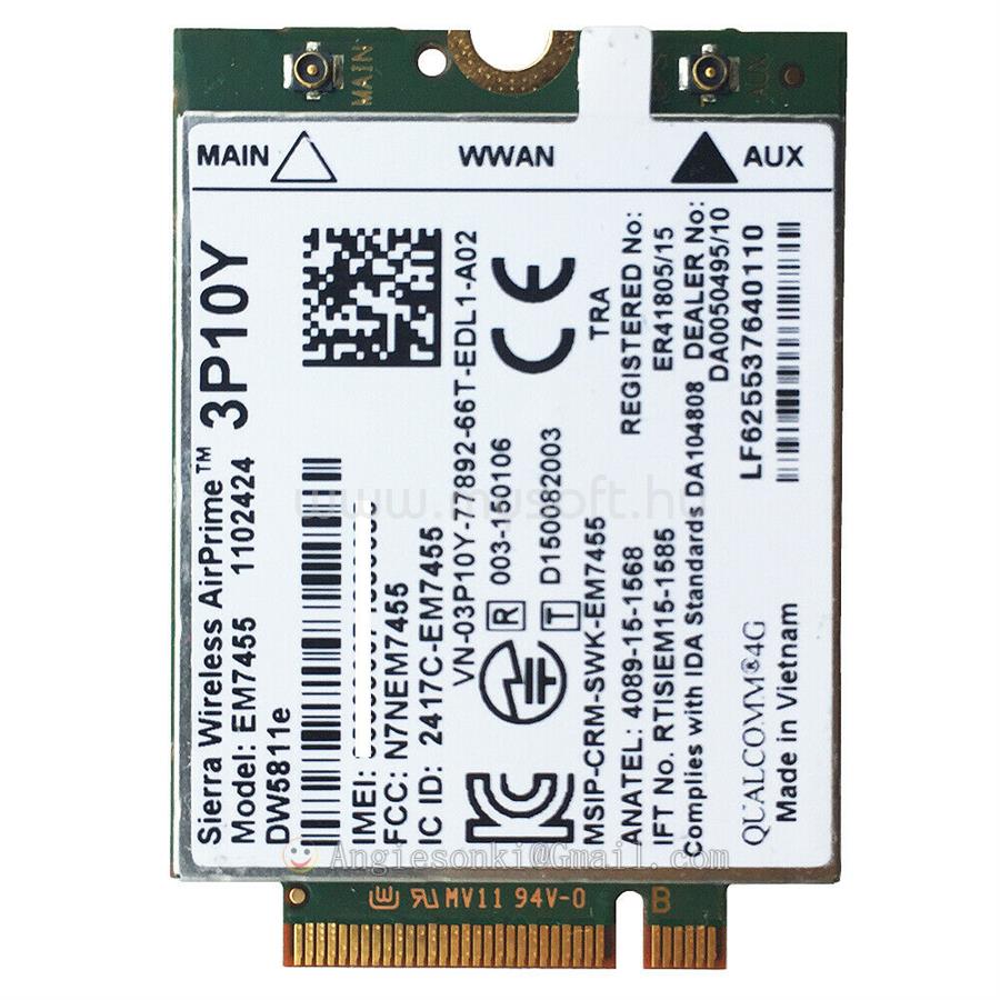 DELL Wireless 5811 Card 4G/LTE Latitude E5X70, E7X70, 5X80, 7X80, 5X90, 7X90 szériához
