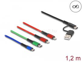 DELOCK 1,20 m hosszú, USB töltő kábel 4 az 1 A-típusú USB + USB-C apa 2 x Lightning-, Micro USB- és USB Type-C csatlakozáshoz DL87884 small