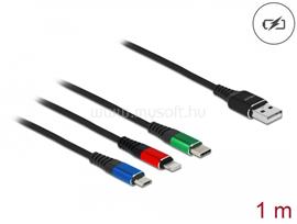 DELOCK 1 m hosszú, USB töltő kábel 3 az 1-ben Lightning -, Micro USB- és USB Type-C  csatlakozáshoz DL87277 small