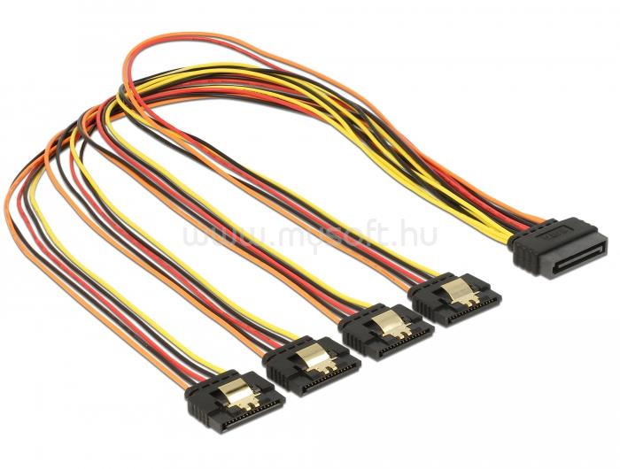 DELOCK 15 pin-es SATA kábel > 15 pin-es SATA tápcsatlakozó kimeneti 4 x egyenes 50 cm