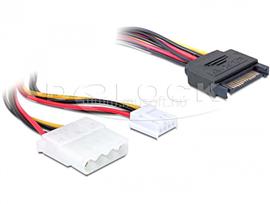 DELOCK 15 tűs SATA (apa) - 4 tűs Molex (anya) + 3,5" floppy, Y hálózati kábel DL65227 small
