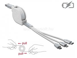 DELOCK 3 az 1-ben visszahúzható fehér USB töltokábel 8 tus- / Micro-USB- / USB Type-C  végzodéssel DL85850 small