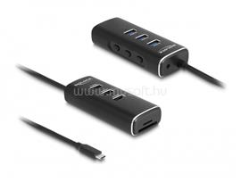 DELOCK 3 portos USB 10 Gbps hub, SD és Micro-SD kártyaolvasóval USB Type-C , 60 cm hosszú kábellel és portokhoz tartozó kapcsolóval DL64234 small