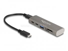 DELOCK 3 portos USB 10 Gbps hub beépített SD és Micro SD kártyaolvasóval, valamint USB Type-C  csatlakoztatóval DL64236 small