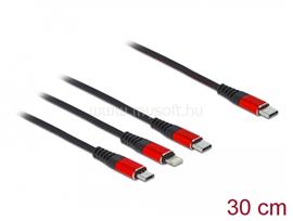 DELOCK 30 cm hosszú, USB töltő kábel 3 az 1 USB Type-C  apa Lightning -, Micro USB- és USB Type-C DL86710 small