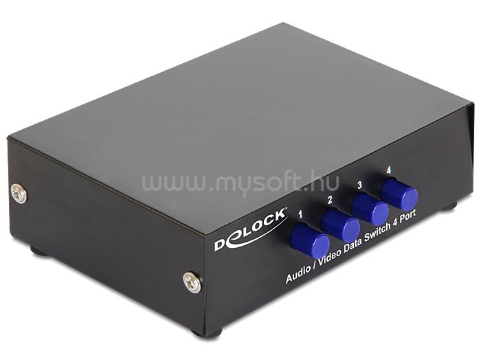 DELOCK 4 portos manuális, kétirányú audio / video kapcsoló