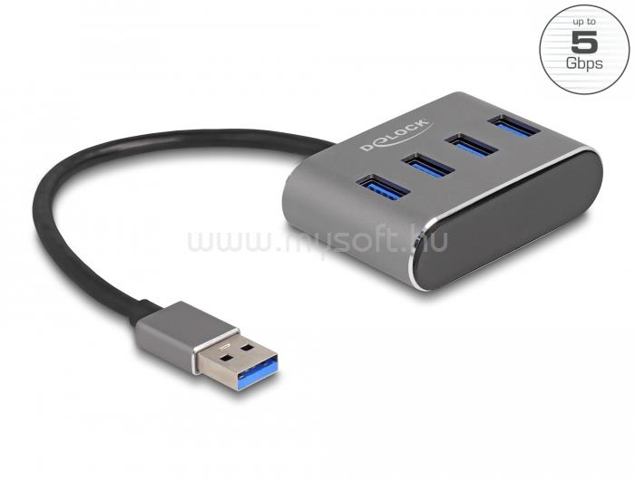 DELOCK 4 portos USB 3.2 Gen 1 hub USB Type-A csatlakozóval   USB Type-A portok a tetején