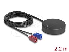 DELOCK 4G GNSS kültéri antenna 1 x FAKRA C + 1 x FAKRA D anya 2 dBi / 28 dB 2,2 m RG-174 mindenirányú tetőbeszerelés fekete DL90767 small
