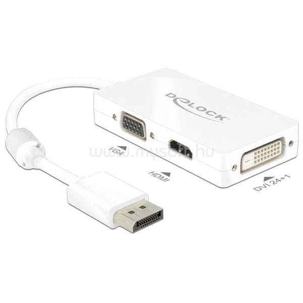 DELOCK 62655 Displayport 1.1 dugó > VGA / HDMI / DVI hüvely passzív fehér adapter