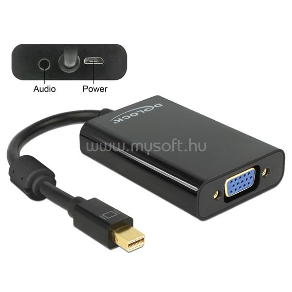 DELOCK 65598 fekete adapter mini displayport apa > VGA / Audió / tápfeszültség anya