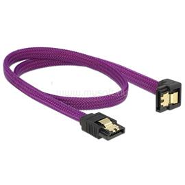 DELOCK 83696 SATA 6 Gb/s 50 cm lefele / egyenes metál lila Premium összekötő kábel DL83696 small