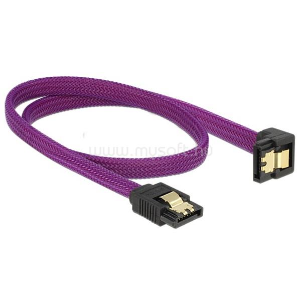 DELOCK 83696 SATA 6 Gb/s 50 cm lefele / egyenes metál lila Premium összekötő kábel