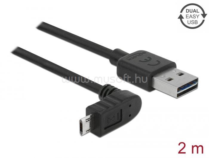 DELOCK 83856 USBA - USB Micro-B (derékszögben hajlított) kábel 2m (fekete)