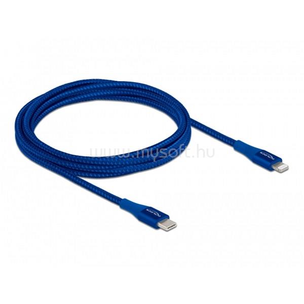 DELOCK 85417 2m USB-C - Lightning iPhone/iPad/iPod kompatibilis kék MFi adat- és töltőkábel