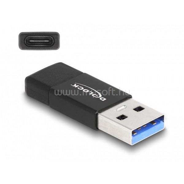 DELOCK adapter - 60001 (USB 3.2 Gen 2 A-típusú USB apa - USB Type-C anya, Fekete)